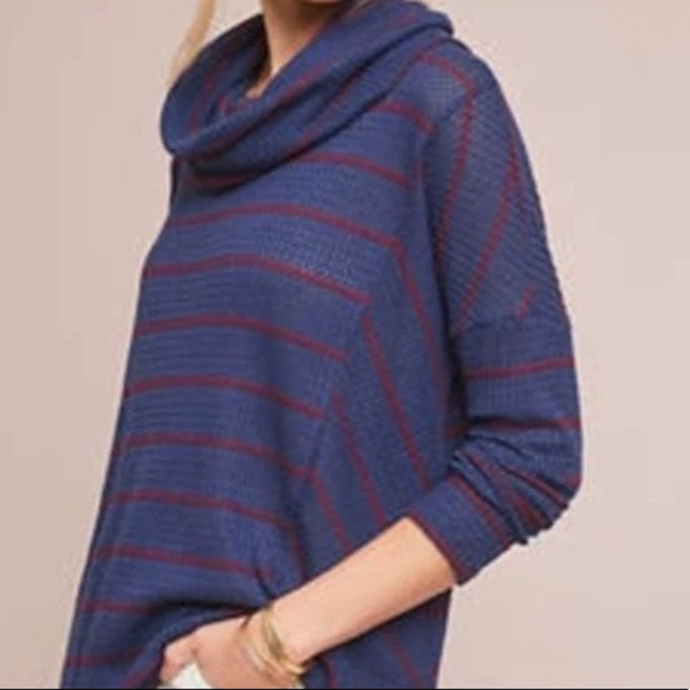 Madewell Eri+Ali Striped Waffle Cowl Neck Top